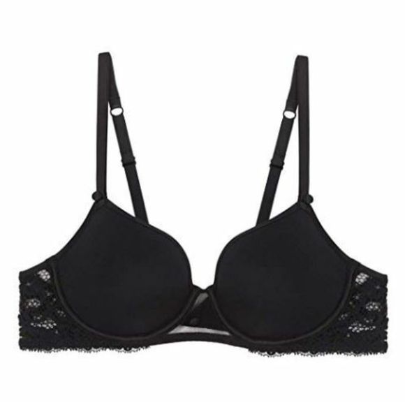 LOU Belle De Lou Underwire T-Shirt Bra with Lace NWT Size 34B in Noir - Picture 2 of 4